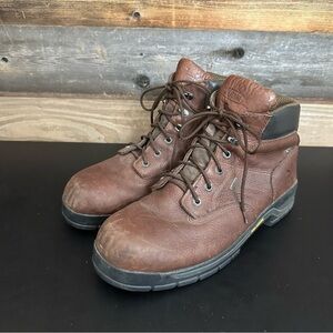 Wolverine Brown Leather Slip Resistant Mens Waterproof Work Boots‎ 13 EW *READ*